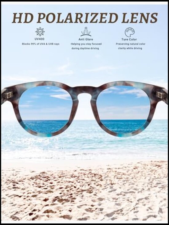 Womens Round Polarized Sunglasses - UV Protection Acetate Shades for Driving main image 5